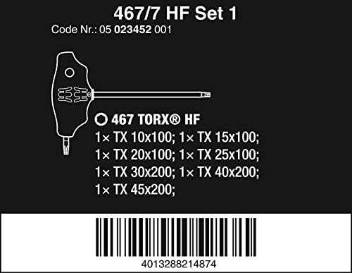 T-formos atsuktuvų rinkinys WERA 467/7 Torx HF