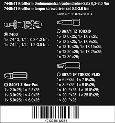 Dinamometrinių atsuktuvų rinkinys WERA 7440/41/42 0,3-6,0 Nm