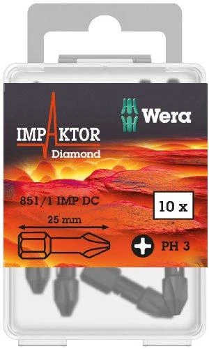 Atsuktuvo antgalis WERA 851/1 IMP DC PH3 25mm, 10vnt.