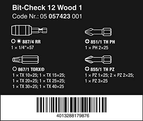WERA Bit-Check 12 Wood 1 bitų rinkinys