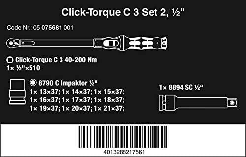 Wera Wera Click-Torque C 3 Set 2 – Click-Torque tekstilinėje dėžutėje su veržlėmis