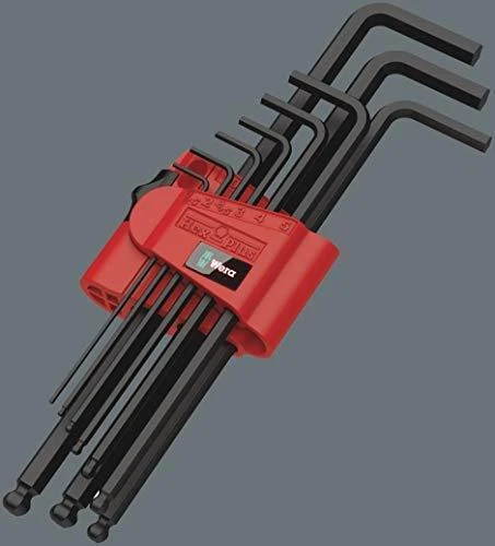Šešiakampių raktų komplektas WERA Hex-Plus, 1,5-10 mm, HEX tipo, suapvalintu galu, BlackLaser, 9 vnt.