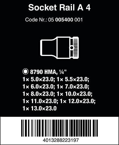 Wera Wera A 4 socket magnet strip Zyklop socket set 1/4 (juodas/žalias, 9 pieces)