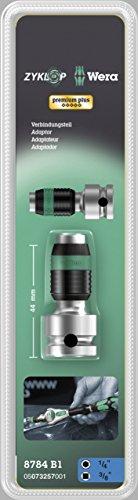 Wera Zyklop-Verbindungsteil 8784 B1, 3/8, Adapteris - chrom/juodas, for 1/4 Sechskant-Bits