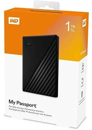 Išorinis kietasis diskas HDD Western Digital My Passport (1TB, USB 3.2) Juodas