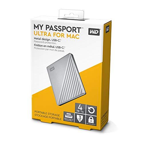 Kietasis diskas 2,5 Western Digital „My Passport Ultra Mac“ 4 TB su integruotu USB-C/USB3.0 HDD 6,4 cm 2,5 colio metalinės apdailos RTL nešiojamas išorinis diskas