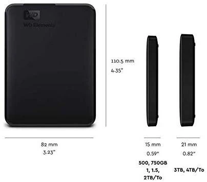 Kietasis diskas Western Digital STANDUSIS IŠORINIS DISKAS „WD 2,5″ 2TB USB3 Juodas“
