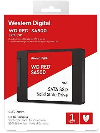 WD Raudona SSD SA500 NAS 1TB 2.5" SATA III 6 Gb/s vidinis, vienos pakuotės, maitinamas „SANDISK“