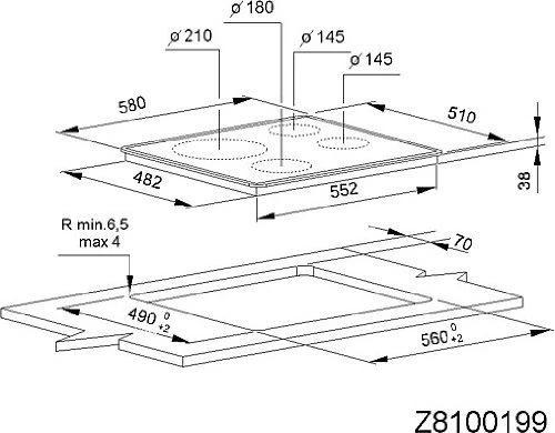Kaitlentė WHIRLPOOL AKT8130BA 60 cm Keraminė Elektrinė