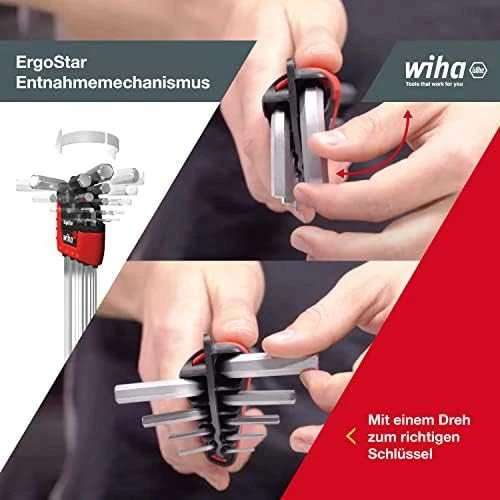 Wiha 369R L formos šešiakampių raktų komplektas Metrinė 9 vnt