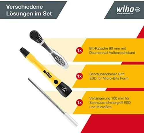 Antgalių rinkinys Wiha Micro Bit Set (65 vnt.)