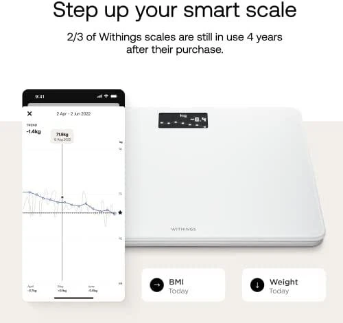 Withings Body išmaniosios svarstyklės, baltos spalvos (WBS06-White-All-Inter)