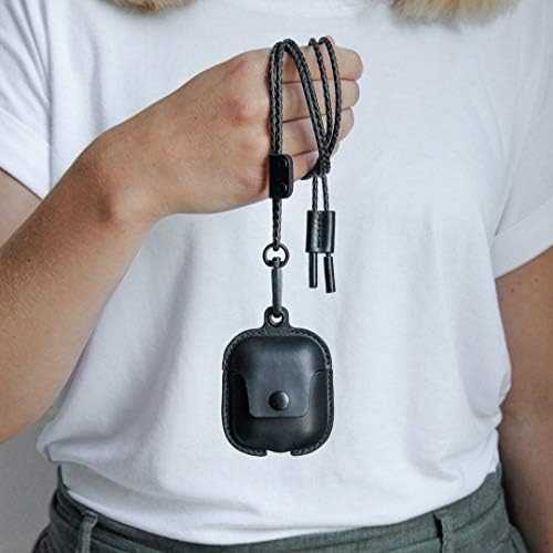 Woodcessories Juodas „AirPod“ odinis dėklas su dirželiu