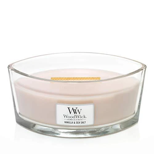 WoodWick Aromatinė žvakė (Vanilla & Sea Salt), 453,6 g aprašymas - Prekės nuotrauka