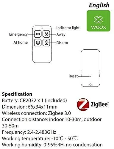 Išmanusis ZigBee 2 MQTT, TUYA nuotolinio valdymo pultelis apsaugos sistemai, WOOX