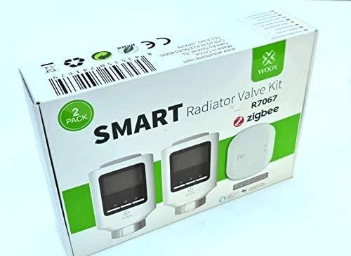Išmanių termostatų komplektas, 2x termostatai + ZigBee - Wi-Fi stotelė, TUYA, valdomas programėle, WOOX