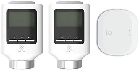 Išmanių termostatų komplektas, 2x termostatai + ZigBee - Wi-Fi stotelė, TUYA, valdomas programėle, WOOX