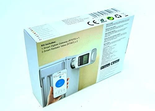 Išmanių termostatų komplektas, 2x termostatai + ZigBee - Wi-Fi stotelė, TUYA, valdomas programėle, WOOX