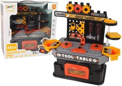 Lean Toys Vaikiškas kūrybinis dirbtuvių rinkinys su darbastaliu ir įrankiais