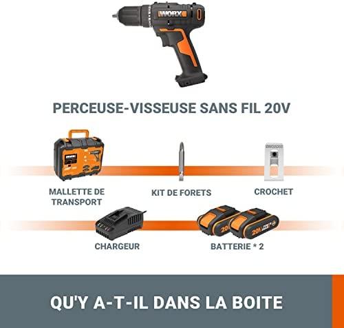 WORX Akumuliatorinis gręžtuvas WX108 20V 2x2.0Ah