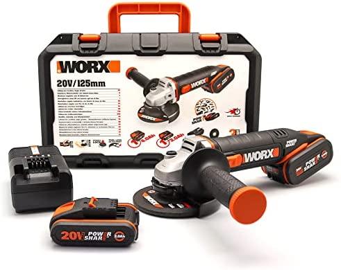 Kampinis šlifuoklis Worx WX803; 20 V; 1x4,0 Ah akum.
