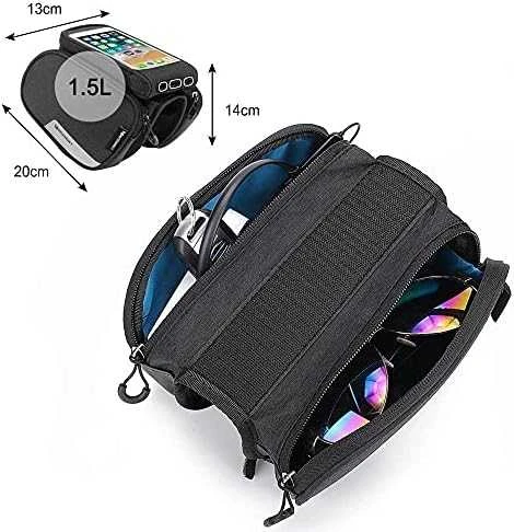 Wozinsky frame bike bag + detachable phone cover iki 6.5 "1.5l juodos spalvos (WBB7BK)