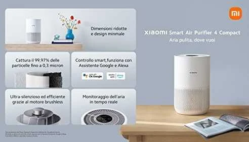 Oro valytuvas Xiaomi Smart Air Purifier 4 Compact, tinka kambariams iki 16-27 m²