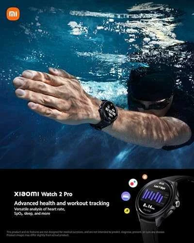 Išmanusis laikrodis Xiaomi Watch 2 Pro BT, Juodos spalvos nerūdijančio plieno korpusas su juodos spalvos silikoniniu dirželiu