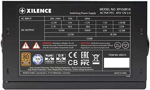 Maitinimo šaltinis XILENCE 550 vatų, efektyvumas 80 PLUS BRONZE PFC Active XN215