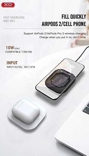 XO INDUKCINIS Įkroviklis WX017, skirtas AIRPODS 2 - AIRPODS PRO 10W Baltas
