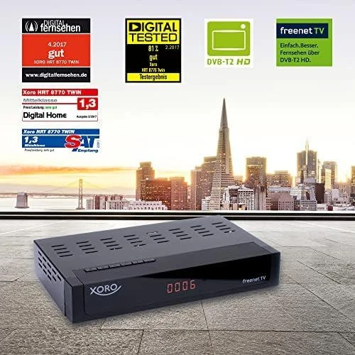 Carruzzo Xoro HRT 8770 Twin Kabelis, Ethernet (RJ-45), Palydovinė 4K Ultra HD Juoda