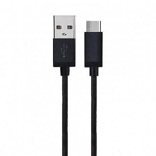 Xqisit kabelis Cotton USB C 3.0 juodos spalvos 1.8m 27749