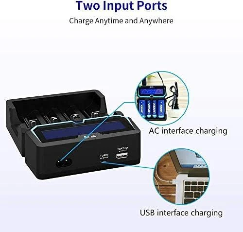 Xtar universalus 4 x Li-ion ir Ni-MH akumuliatorių įkroviklis su LCD ekranu X4