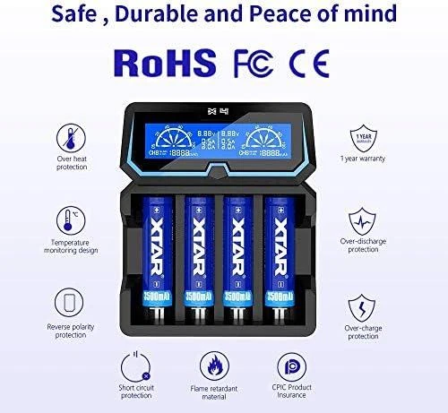Xtar universalus 4 x Li-ion ir Ni-MH akumuliatorių įkroviklis su LCD ekranu X4