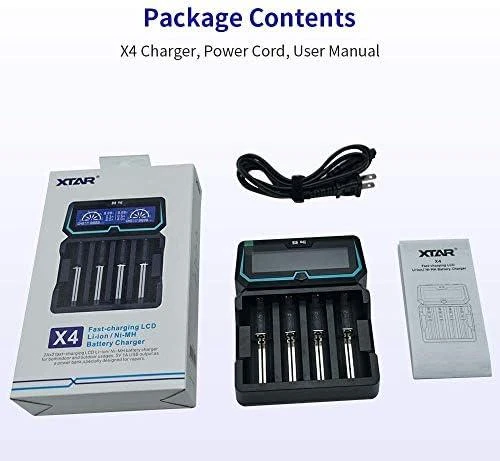Xtar universalus 4 x Li-ion ir Ni-MH akumuliatorių įkroviklis su LCD ekranu X4