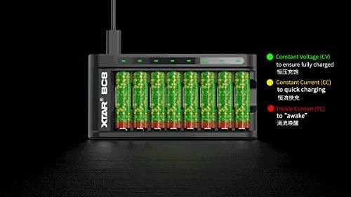 Xtar 8 x Ni-MH ir 1,5V Li-ion AA/AAA akumuliatorių kroviklis BC8