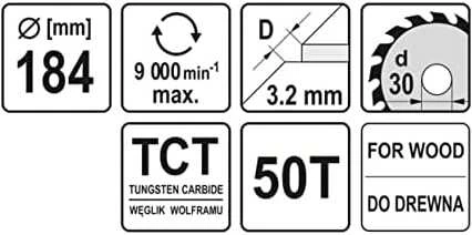 YATO WIDI diskinis pjūklas 184x30 mm 50 dantukų 6062