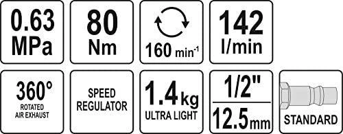 Pneumatinė terkšlė YATO YT-09803, 1/2" 80NM