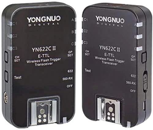 Dviejų Canon skirtų Yongnuo YN622C II blykstės paleidiklių rinkinys