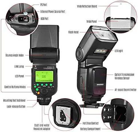 Yongnuo YN968N II TTL Speedlite blykstė, skirta Nikon fotoaparatams