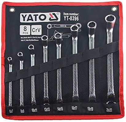 YATO LENKIOTIEJI ŽIEDINIAI VERŽTAŽRAKČIAI, SATINUOTI, 8 vnt. 6-22mm DĖKLAS 0396