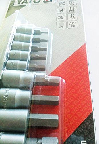 Yato Rinkinys reljefinio įspaudimo antgaliai spuogams šešiakampiai 1/4'' 3/8'' H2-H12 9 vnt. (YT-04401)