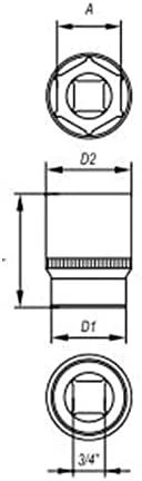YATO šešiakampė galvutė 3/4" trumpa 21mm