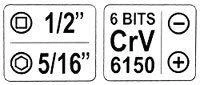 YATO IMPACT ATRUKTUVAS CHROME + ANTGALIAI 6 vnt. 2801