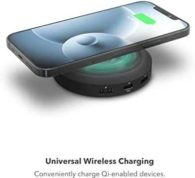 Mophie universalus belaidžio įkrovimo centras USB A 12 W, USB A 18 W, USB C 20 W (juoda)