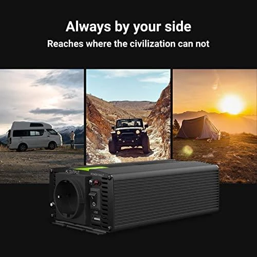 Green Cell Žalias Cell Inverteris 24V/230V 500W/1000W Sinusinė išėjimo įtampa Žalias Cell