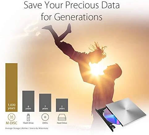Išorinis DVD įrašymo įrenginys Asus ZenDrive U9M USB/USB-C, Sidabrinis