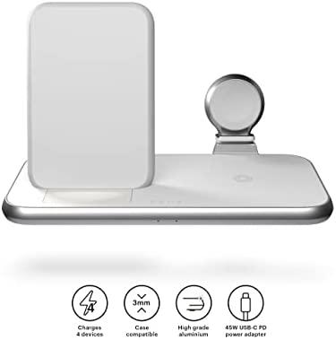 Zens Aliuminio 4w1 Stand Wireless Charger balta