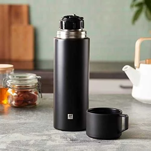 ZWILLING THERMO (39500-514-0) Thermo jug with a mug 1 liter Nerūdijantis plienas Juodas