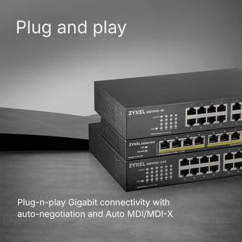 Šakotuvas ZYXEL GS1100-16 16 PORT GIGABIT UNMANAGED SWITCH V3 (5Y WARRANTY)